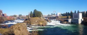 View of the beautiful water-falls at Anthony's at Spokane Falls.